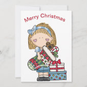 Kerst Krullenpop met Kous Feestdagenkaart (Voorkant)