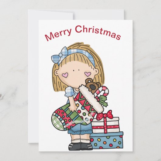 Kerst Krullenpop met Kous Feestdagenkaart (Voorkant)