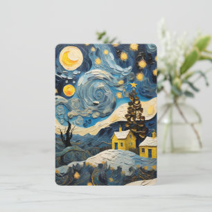 Kerst Kunst Geïnspireerd door Van Gogh Feestdagenkaart
