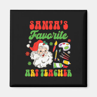 Kerst Kunstleraar Schildert Santa's Favoriete Kuns Magneet