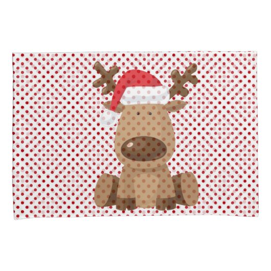 Kerst Kussen Hoesjes Rendier Polka Dot Polkadot Kussensloop (Voorkant-Rechts)