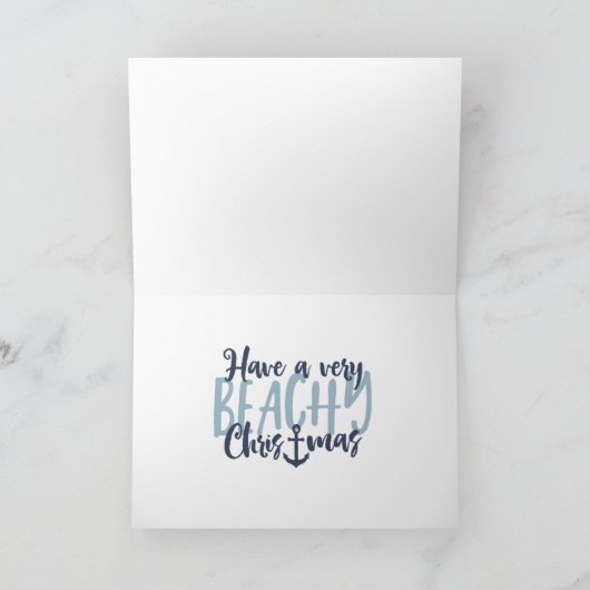 Kerst Kust Tropisch Zee Schelp Krans _Blauw Feestdagen Kaart (Binnen)