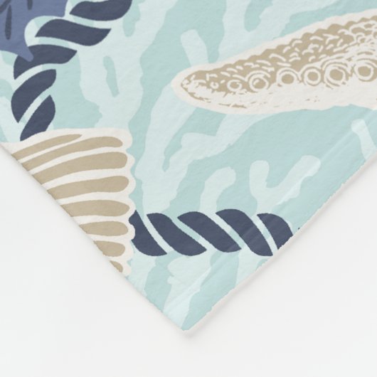 Kerst Kust Tropisch Zee Schelp Krans - Blauw Fleece Deken (Hoek)