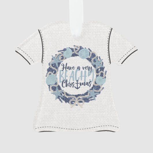 Kerst Kust Tropisch Zee Schelp Krans- Blauw Ornament (achterkant)