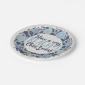 Kerst Kust Tropisch Zee Schelp Krans - Blauw Papieren Bordje (Gekanteld)