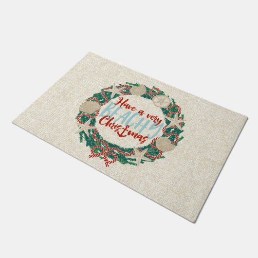 Kerst Kust Tropisch Zee Schelp Krans -Rood Deurmat (Schuin)