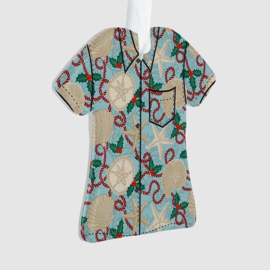 Kerst Kust Tropisch Zee Shell Krans- Aqua Ornament (voorkant)