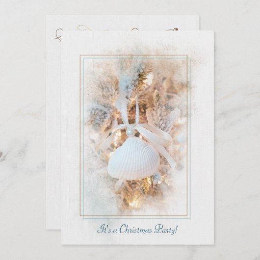 Kerst Kustthema feest uitnodiging (Voorkant / Achterkant)