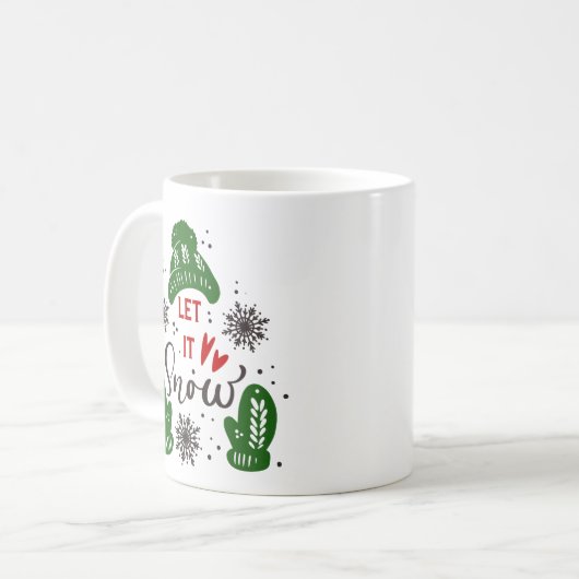 Kerst laat het rood groene Mok sneeuwen (Voorkant links)