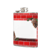 Kerst Label met rode bakstenen achtergrond Heupfles (Links)