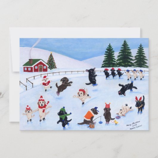 Kerst Labrador Fun Painting Kaart (Voorkant)