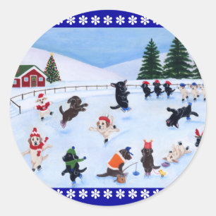 Kerst Labrador Fun Painting Ronde Sticker