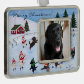 Kerst Labrador Fun Painting Verzilverd Kader Ornament (Rechts)