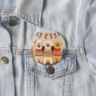 Kerst Labrador Retriever Honden Ronde Button 7,6 Cm