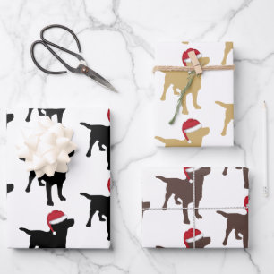 Kerst Labrador zwart geel en chocolade Inpakpapier Vel