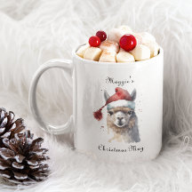 Kerst Lama Waterverf Kerstmannenhoed Aangepaste Te