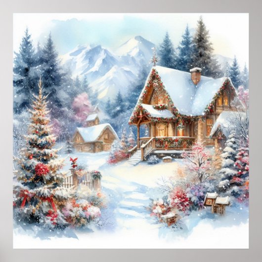 Kerst Landschap Art Poster (Voorkant)