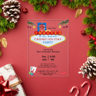 Kerst Las Vegas Casino Style Holiday Party Acryl Uitnodigingen