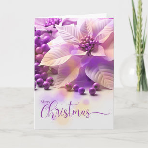 Kerst Lavendel Paarse Poinsettia Feestdagen Kaart
