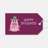 Kerst Leary the Pig Cadeaulabel (Voorkant (Horizontaal))