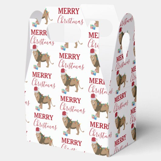 Kerst Leeuw Grappig Dier met Santa Hat Bedankdoosjes (Geopend)