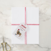 Kerst Leeuw Grappig Dier met Santa Hat Cadeaulabel (Met Touw)