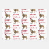 Kerst Leeuw Grappig Dier met Santa Hat Inpakpapier Vel (Voorkant 3)