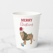 Kerst Leeuw Grappig Dier met Santa Hat Papieren Bekers (Achterkant)