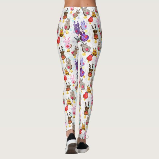 Kerst Leggings met Kleurrijke Speelgoed Herten (Achterkant)