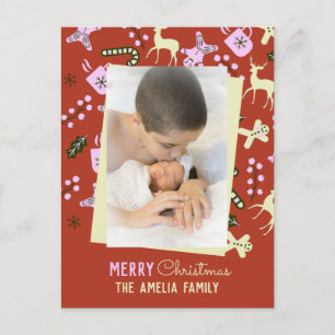 Kerst lekkernijen Kerstvakantie Familie foto Briefkaart