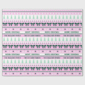 Kerst Lelijke Trui Familienaam Roze & Groen Cadeaupapier (Vlak)