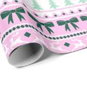 Kerst Lelijke Trui Familienaam Roze & Groen Cadeaupapier (Rol Hoek)