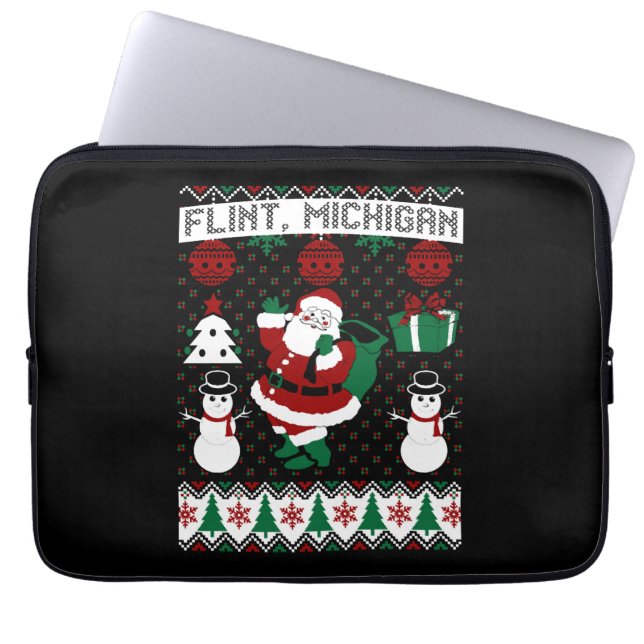 Kerst Lelijke trui Flint Michigan Laptop Sleeve (Voorkant)