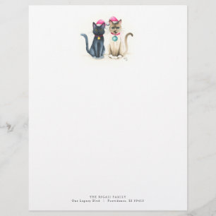 Kerst Letterhead Feestelijke Waterverf Katten Briefhoofd