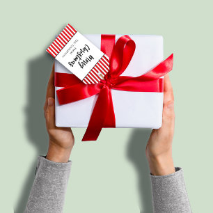 Kerst leuk grillig leuke vakantie strepen cadeaulabel