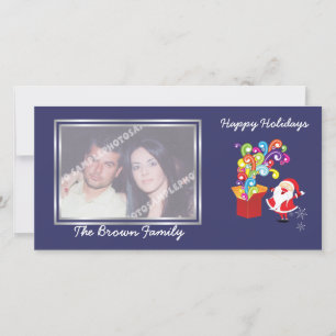 Kerst leuk Kerstman en cadeau doos fotokaart Feestdagenkaart