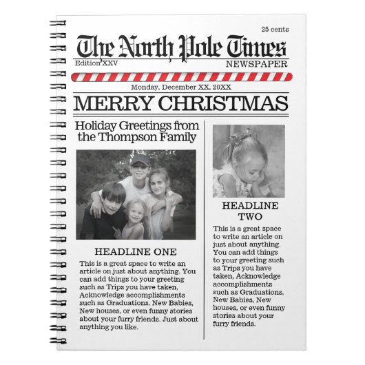 Kerst leuk krantje Noordpool Krant Notitieboek (Voorkant)