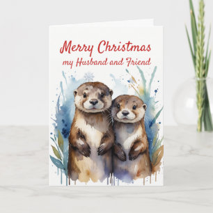 Kerst Leuk Otter Prachtige echtgenoot Vriend Feestdagen Kaart