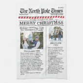 Kerst Leuke Foto Whimsical Fun Krant Theedoek (Verticaal)