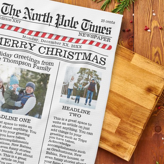 Kerst Leuke Foto Whimsical Fun Krant Theedoek