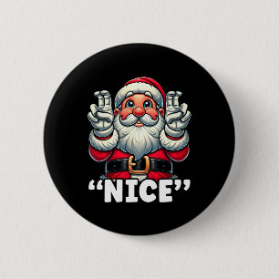 Kerst Leuke Lijst Santa Naughty Grappige Kerstmis Ronde Button 5,7 Cm