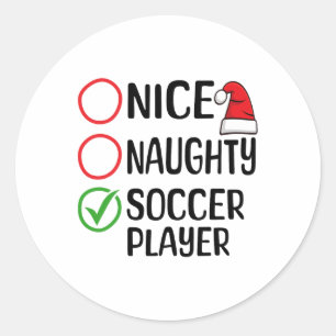 Kerst Leuke Naughty Soccer Speler Kerstlijst Ronde Sticker