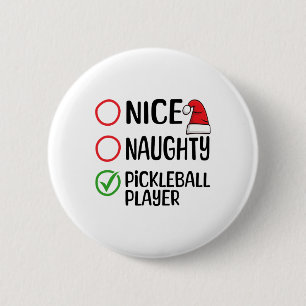 Kerst Leuke Stoute Pickleball Speler Kerstlijst Ronde Button 5,7 Cm