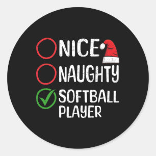 Kerst Leuke Stoute Softbal Speler Kerst L Ronde Sticker