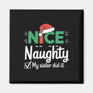 Kerst Leuke stoute zus deed het Xmas Family B Magneet