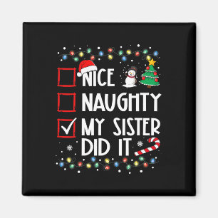 Kerst Leuke stoute zus deed het Xmas Family B Magneet