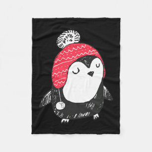 Kerst Lieve Baby Pinguïn met Winterhoedje W_e Fleece Deken