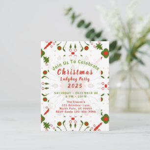 Kerst Lieveheersbeestje Feest Rood Wit Groen Briefkaart