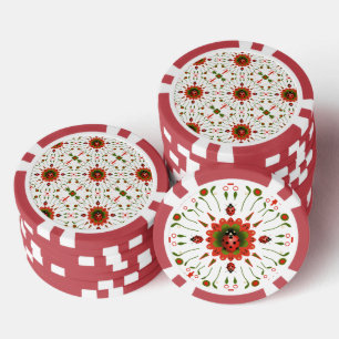 Kerst Lieveheersbeestje Rood Wit Groen Poker Chips
