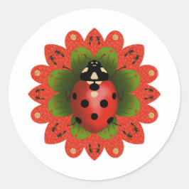 Kerst Lieveheersbeestje Rood Wit Groen Ronde Sticker